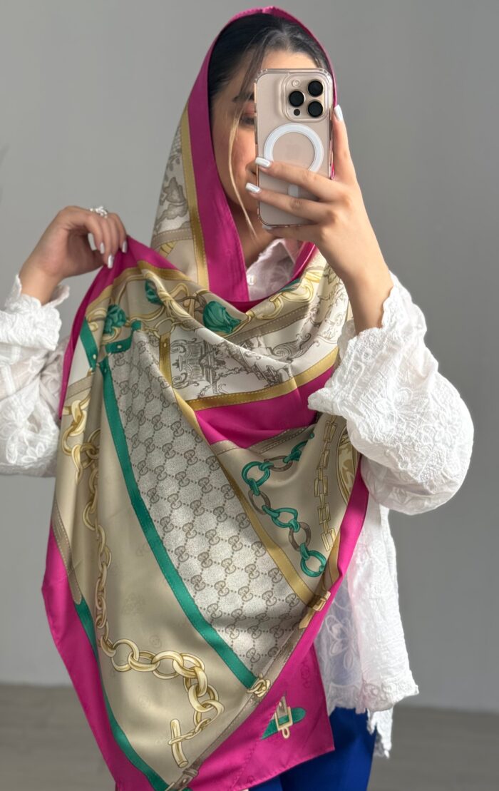 شال ابریشمی طرح دار کد 4